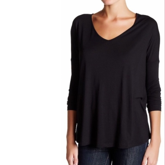 Haute Hippie Black Relaxed V-Neck Blouse Size S - Picture 1 of 8